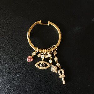 Evil Eye Gold Plated Charm Pendant Earring